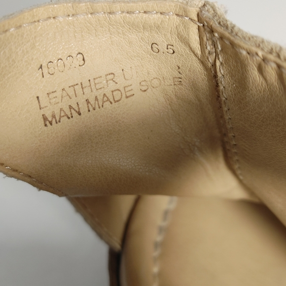 Anthropologie Barbara Barbieri Tan Suede Shoes Wedge Sandal size 6.5 open toe - Picture 4 of 10